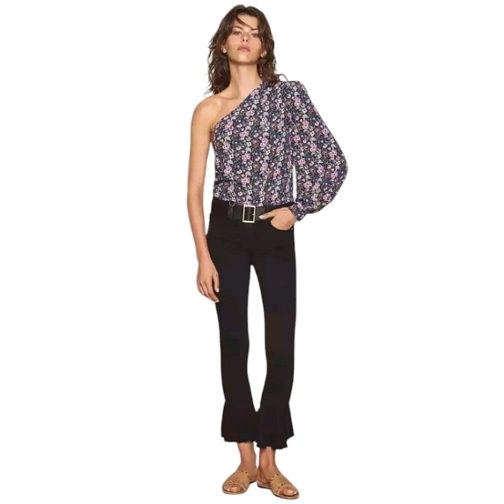 Nordstrom Frame All Over Floral One Shoulder Blouse Multicolor Size XS NWT